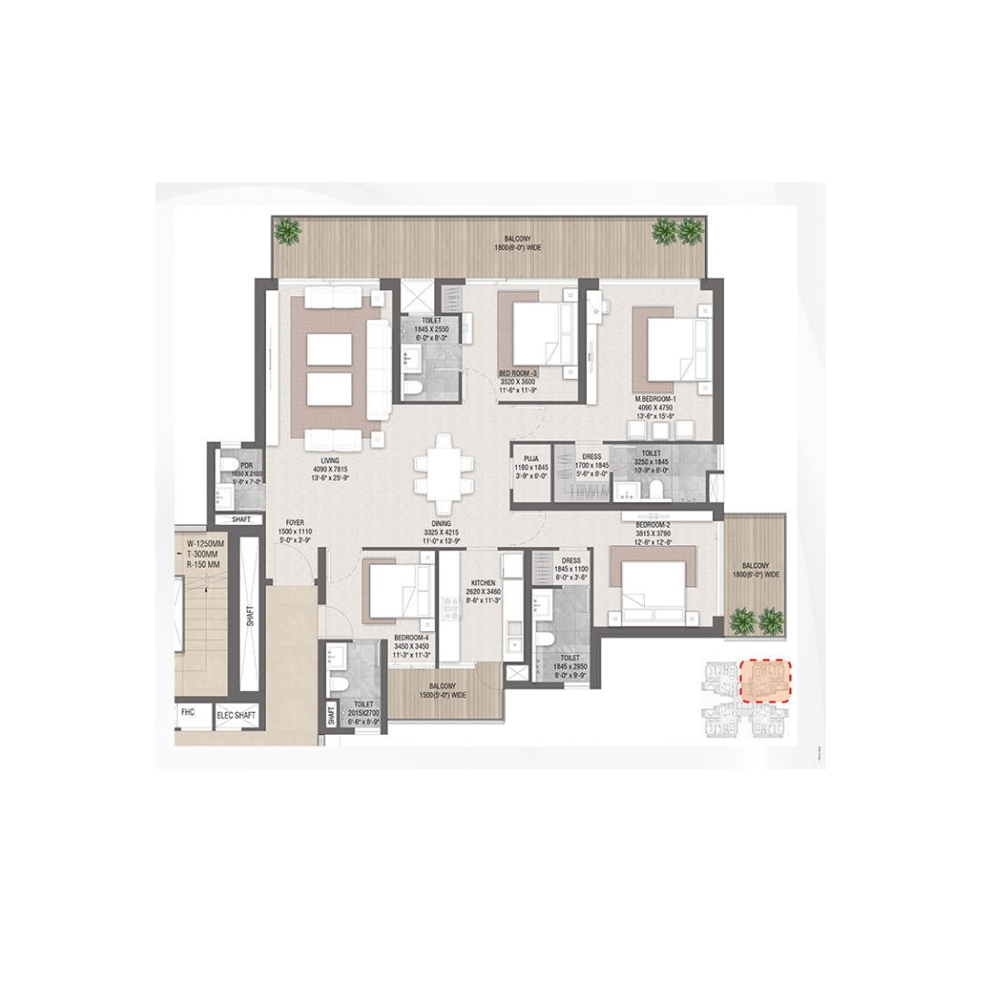 4 BHK Standard Layout