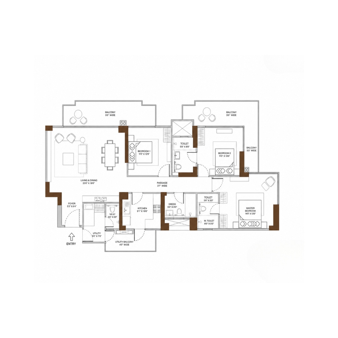 3 BHK Standard Layout