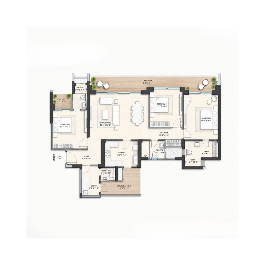 3 BHK Standard Layout